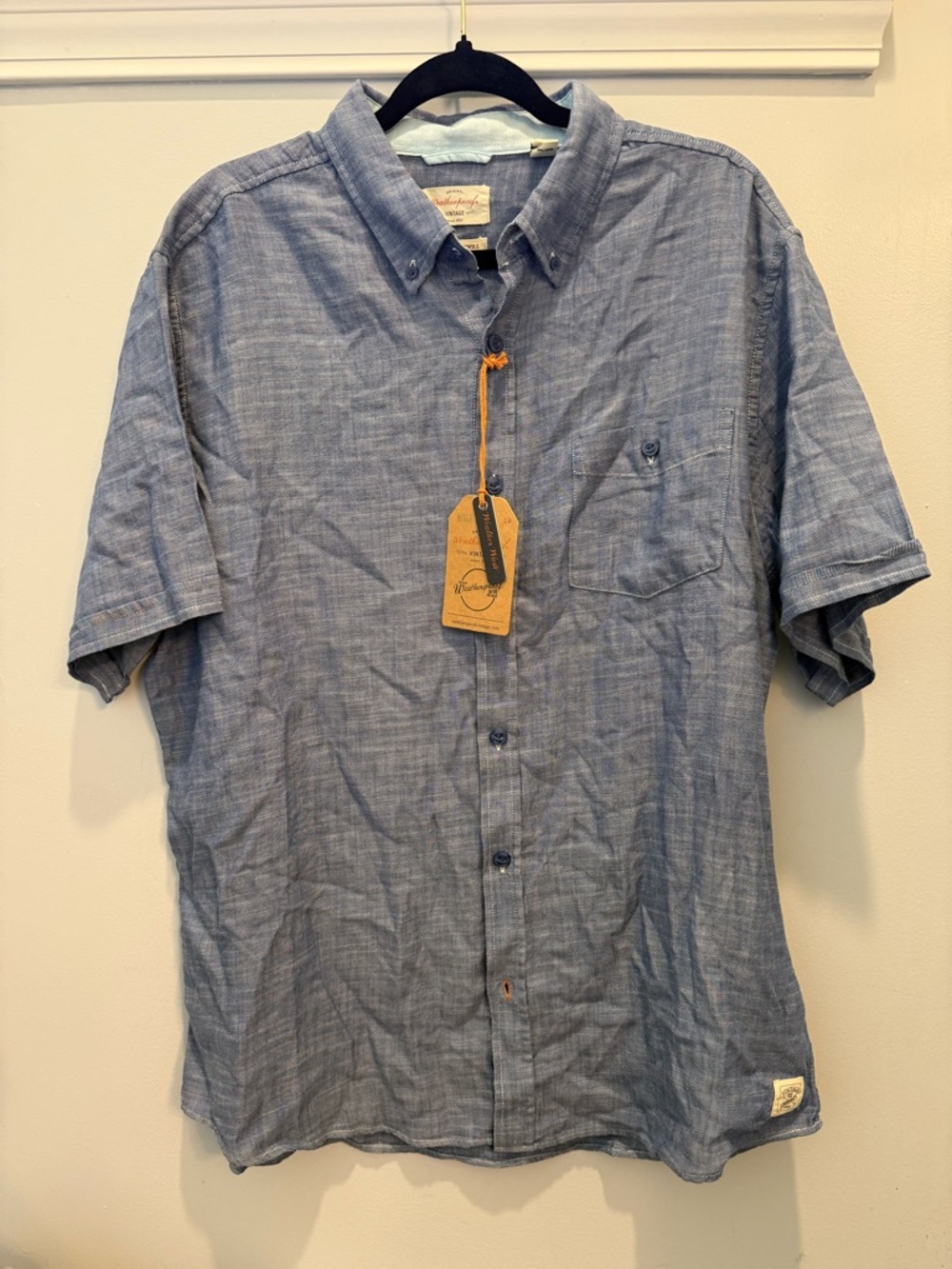 American Vintage Light Blue Short-Sleeve Button-Down Shirt